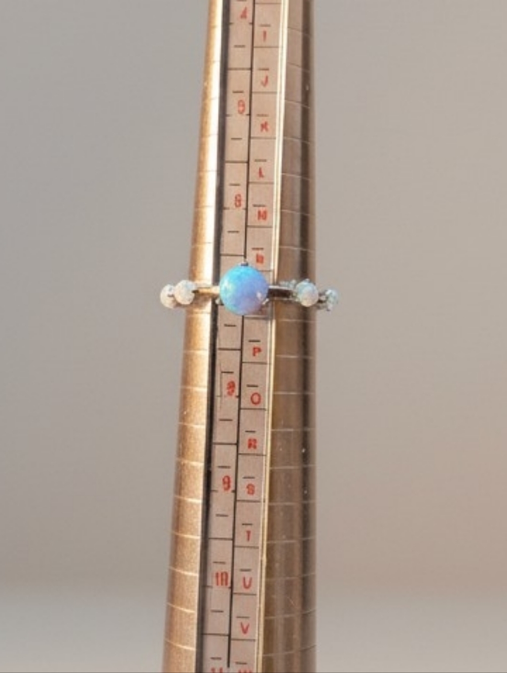 AB OPAL Ring 925 Sterling Silver Ladies 7 - Delicate Lightweigth 4 Prong Stones